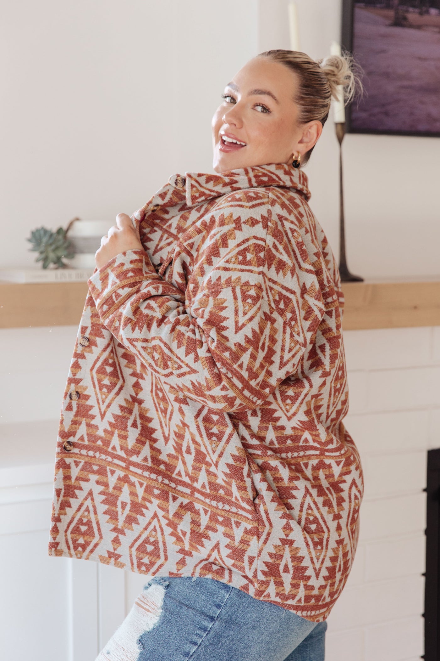 Gather Round Aztec Shacket Womens Southern Soul Collectives