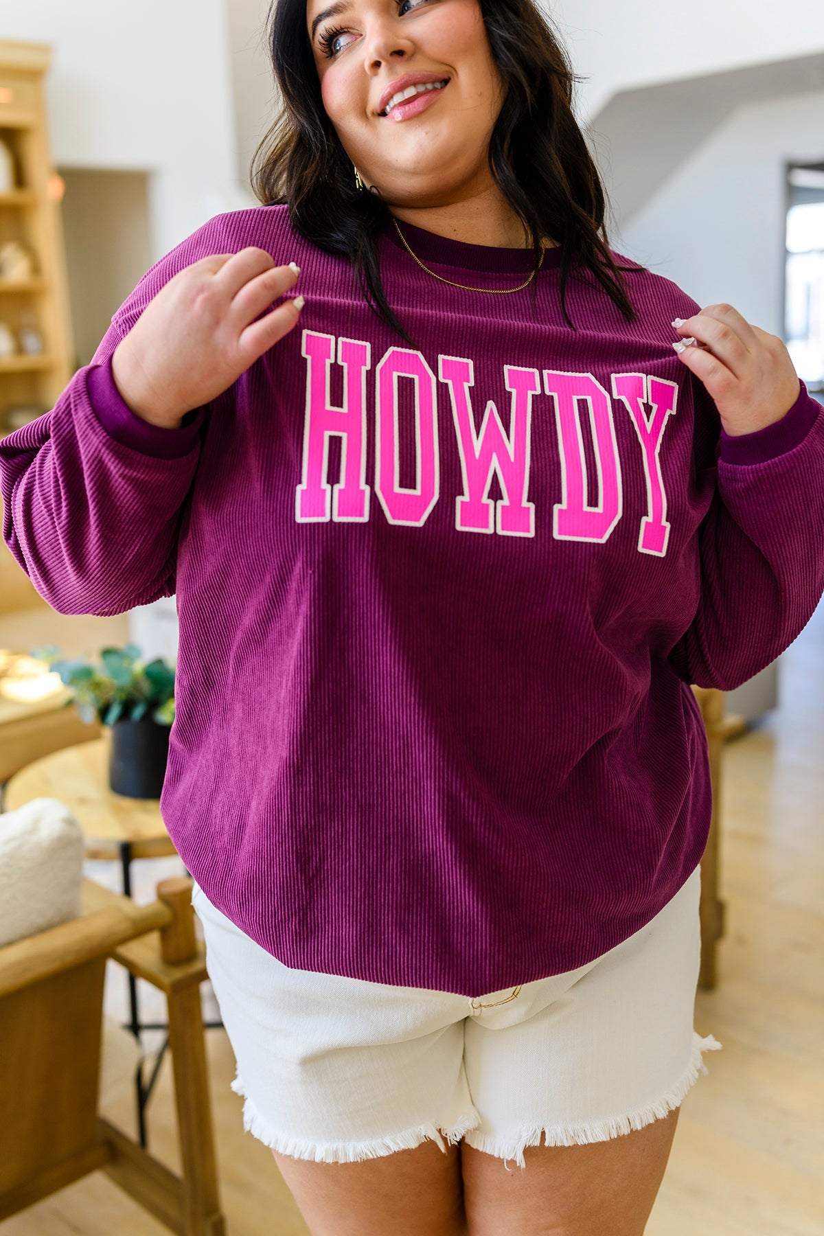 Howdy Get 'Em Cowgirl Textured Sweatshirt Womens Southern Soul Collectives 