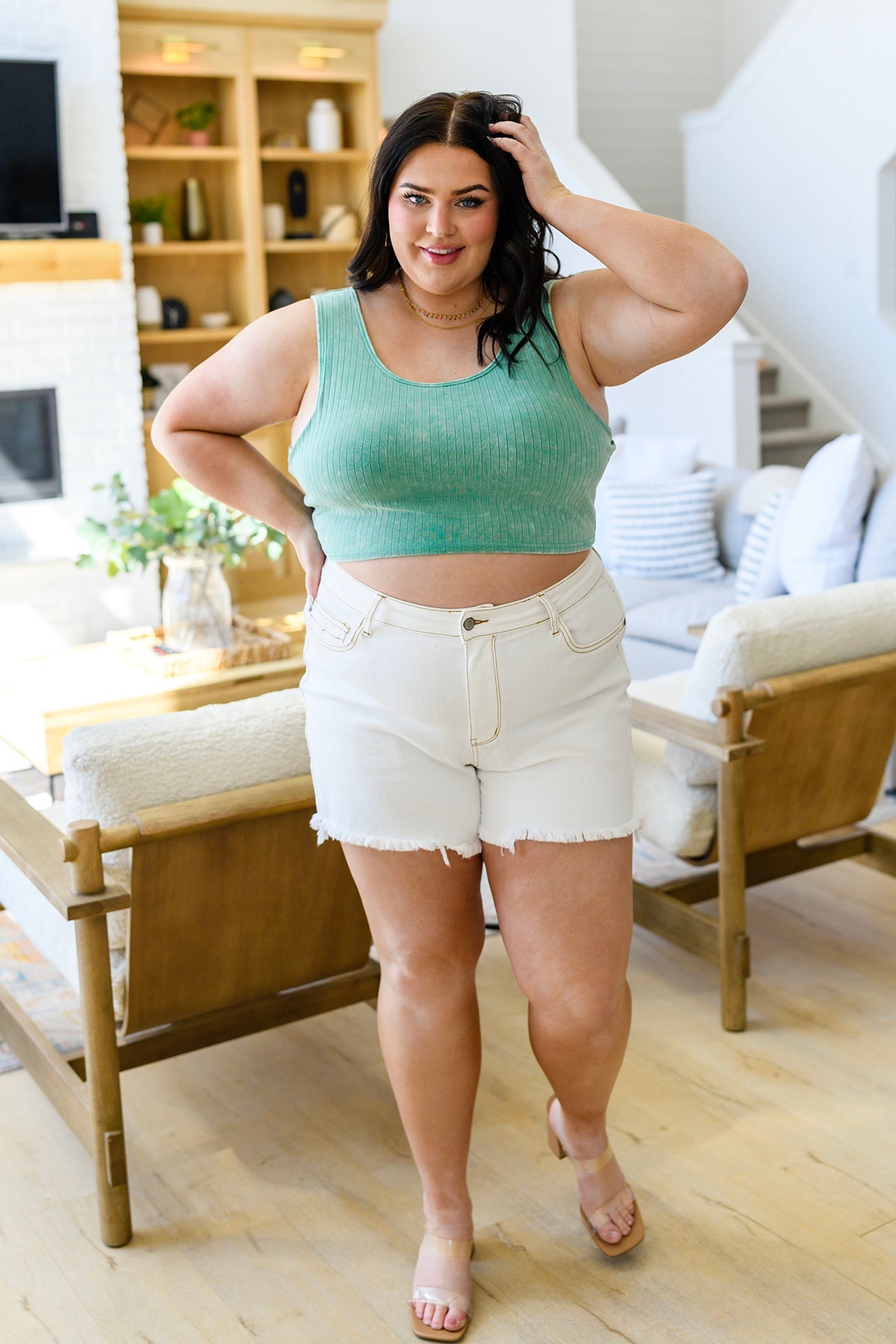 Get On My Level Cropped Cami in Mint Womens Southern Soul Collectives 