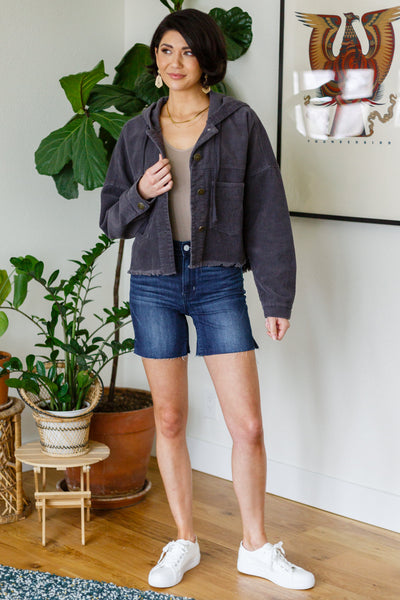 Give Me More Corduroy Jacket in Charcoal Womens Southern Soul Collectives 