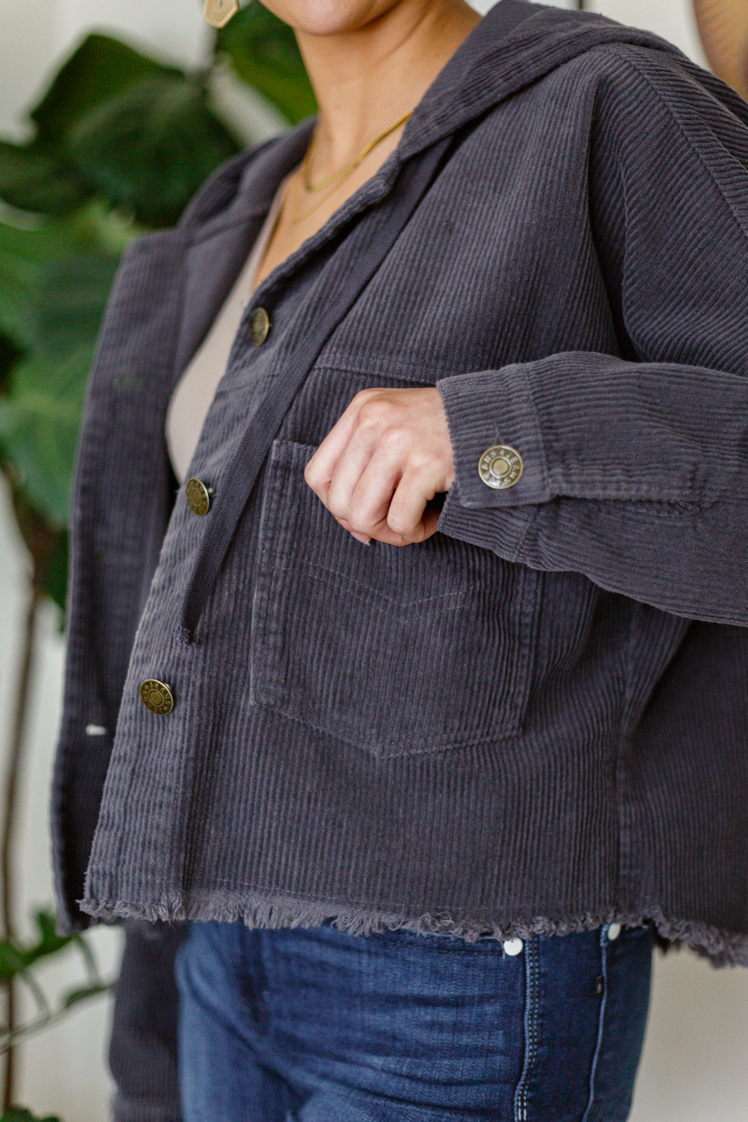 Give Me More Corduroy Jacket in Charcoal Womens Southern Soul Collectives 