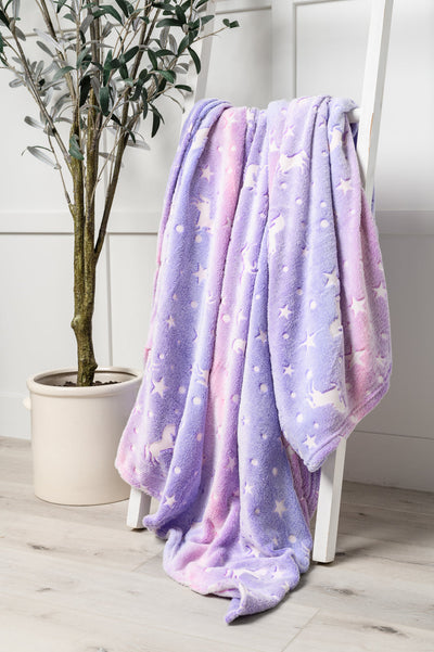 Glow in the Dark Blanket in Unicorn Rainbow Womens Southern Soul Collectives