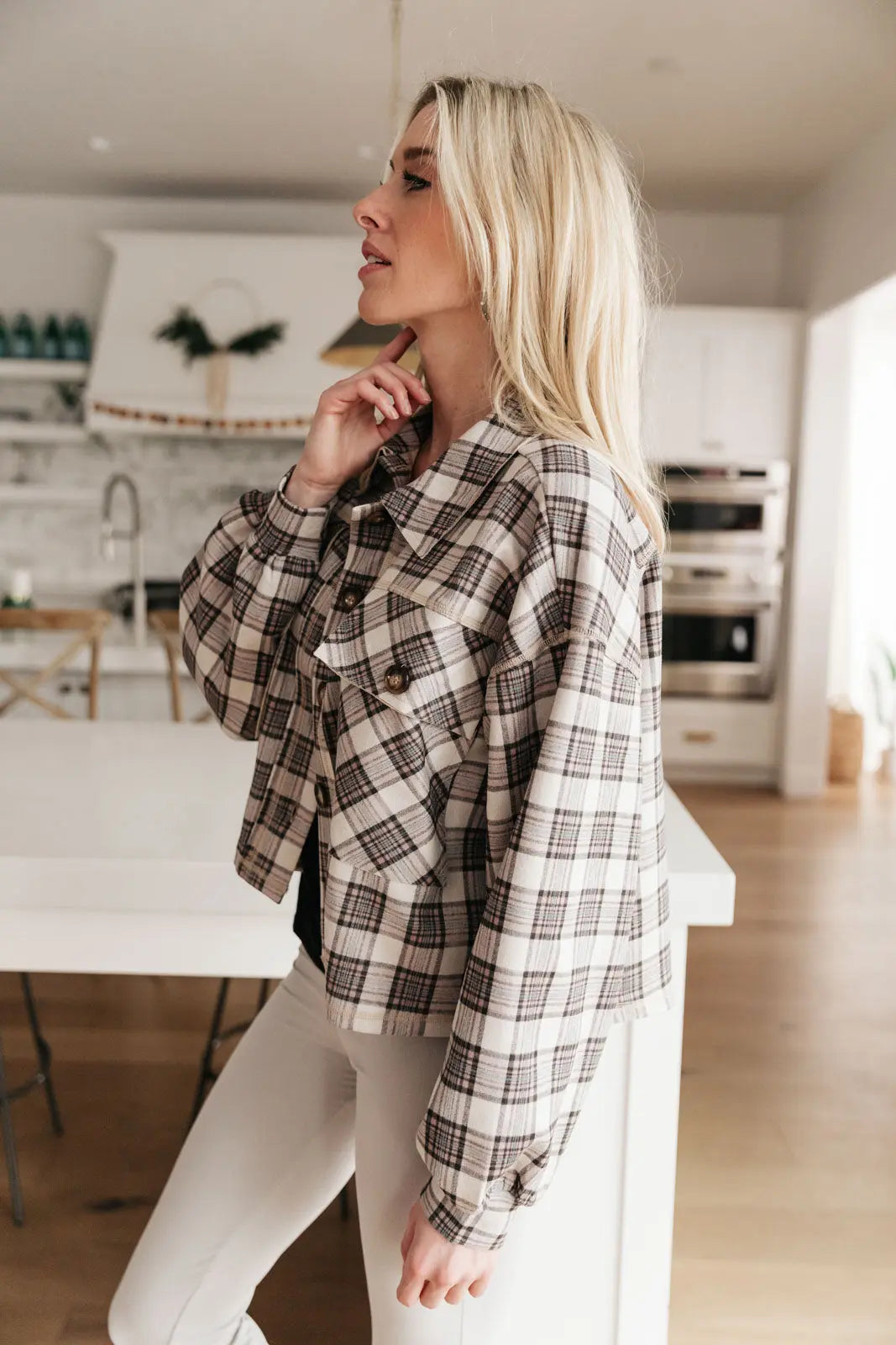 Good Karma Cropped Plaid Shacket Womens Southern Soul Collectives 