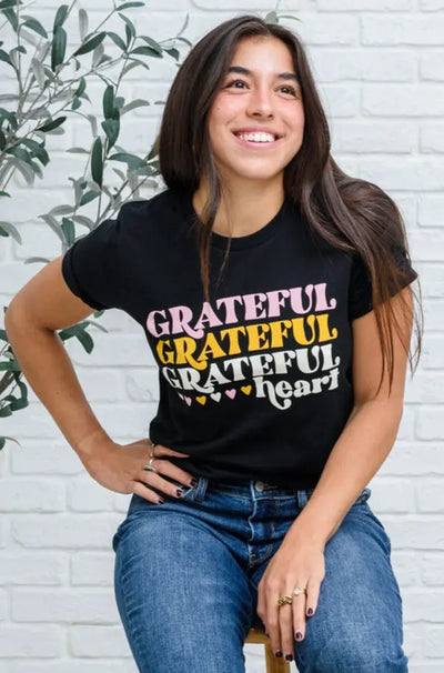 Grateful Heart Graphic T-Shirt In Black Womens Southern Soul Collectives 