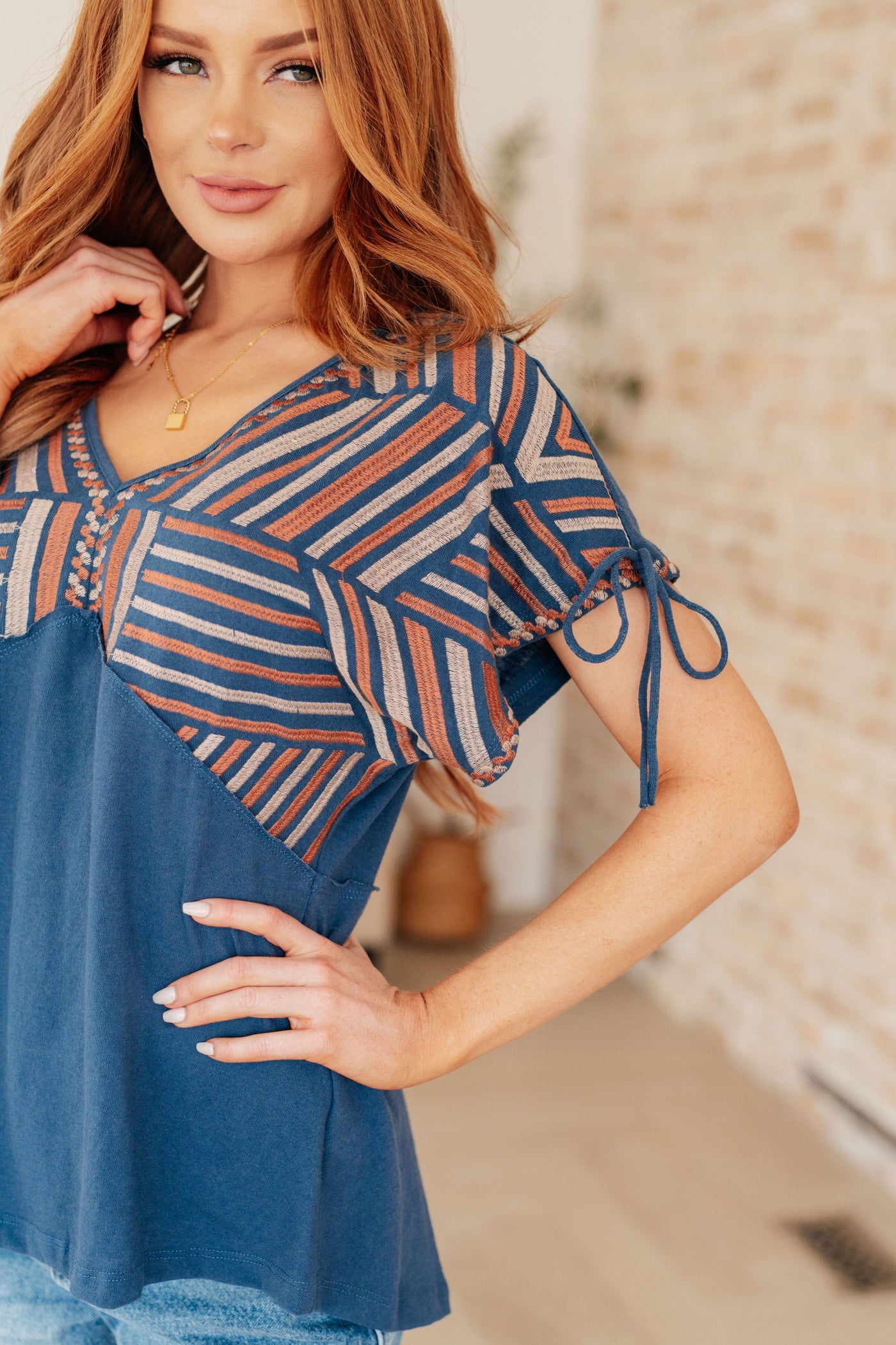 Greece Lightning V-Neck Blouse Tops Southern Soul Collectives