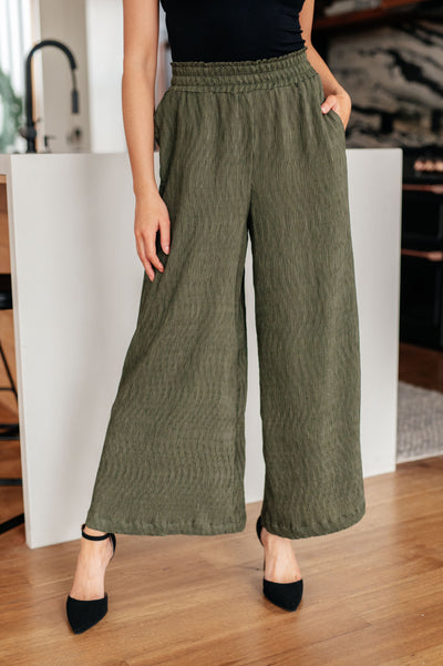 Harmony High Rise Wide Pants in Olive Womens Southern Soul Collectives
