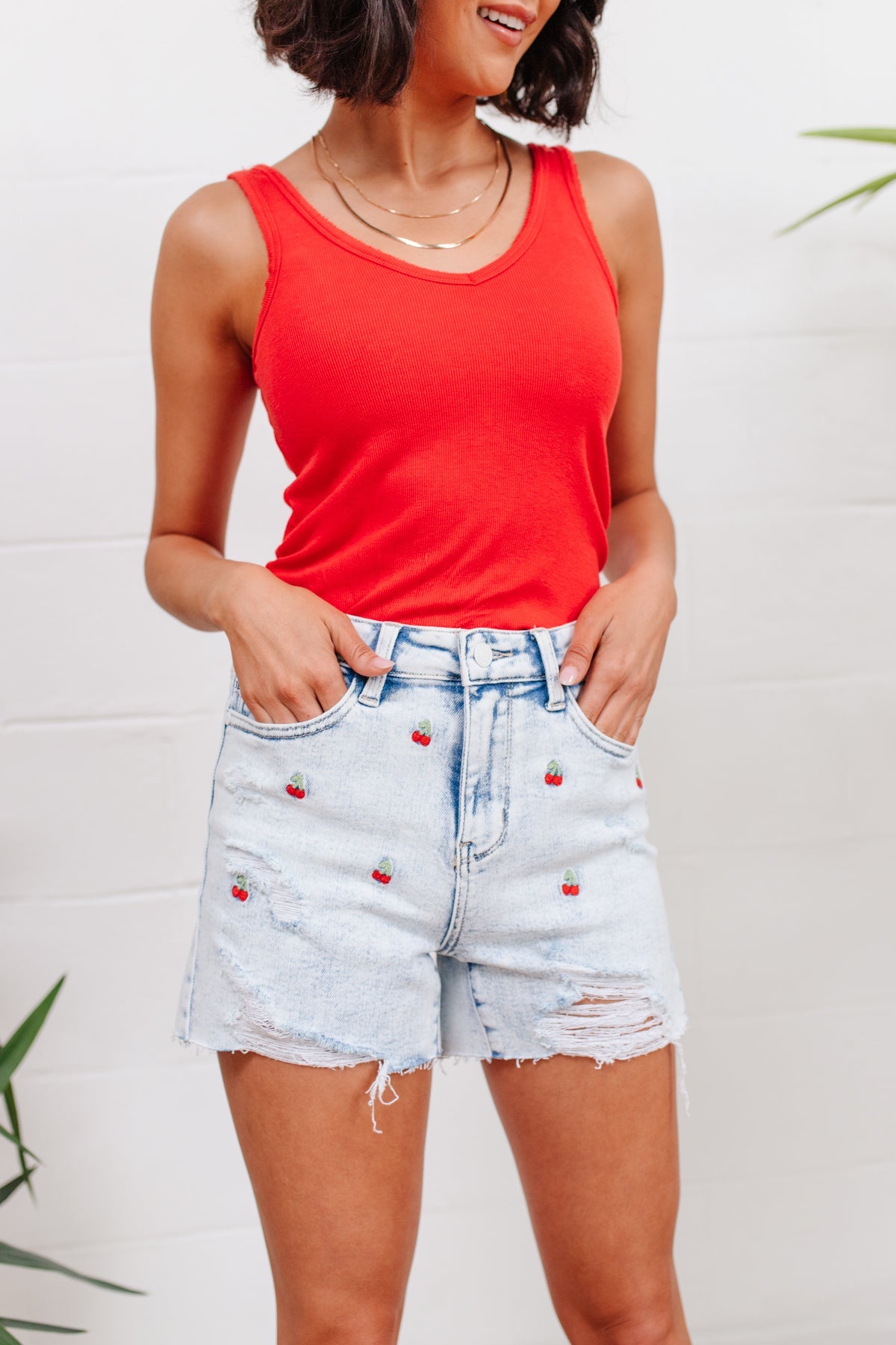 Hi-Waisted Cherry Acid Wash Cutoffs Womens Southern Soul Collectives 