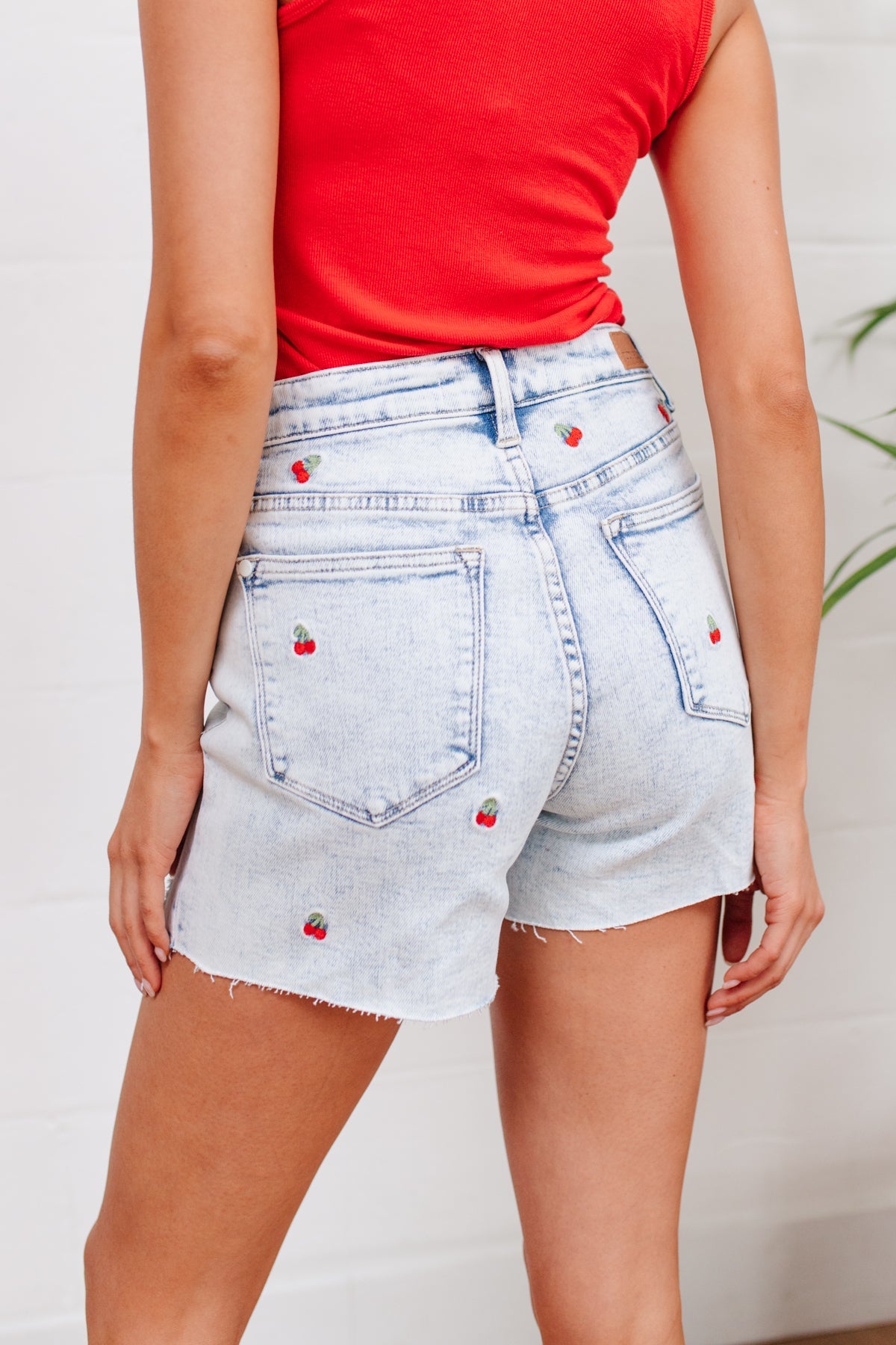 Hi-Waisted Cherry Acid Wash Cutoffs Womens Southern Soul Collectives 