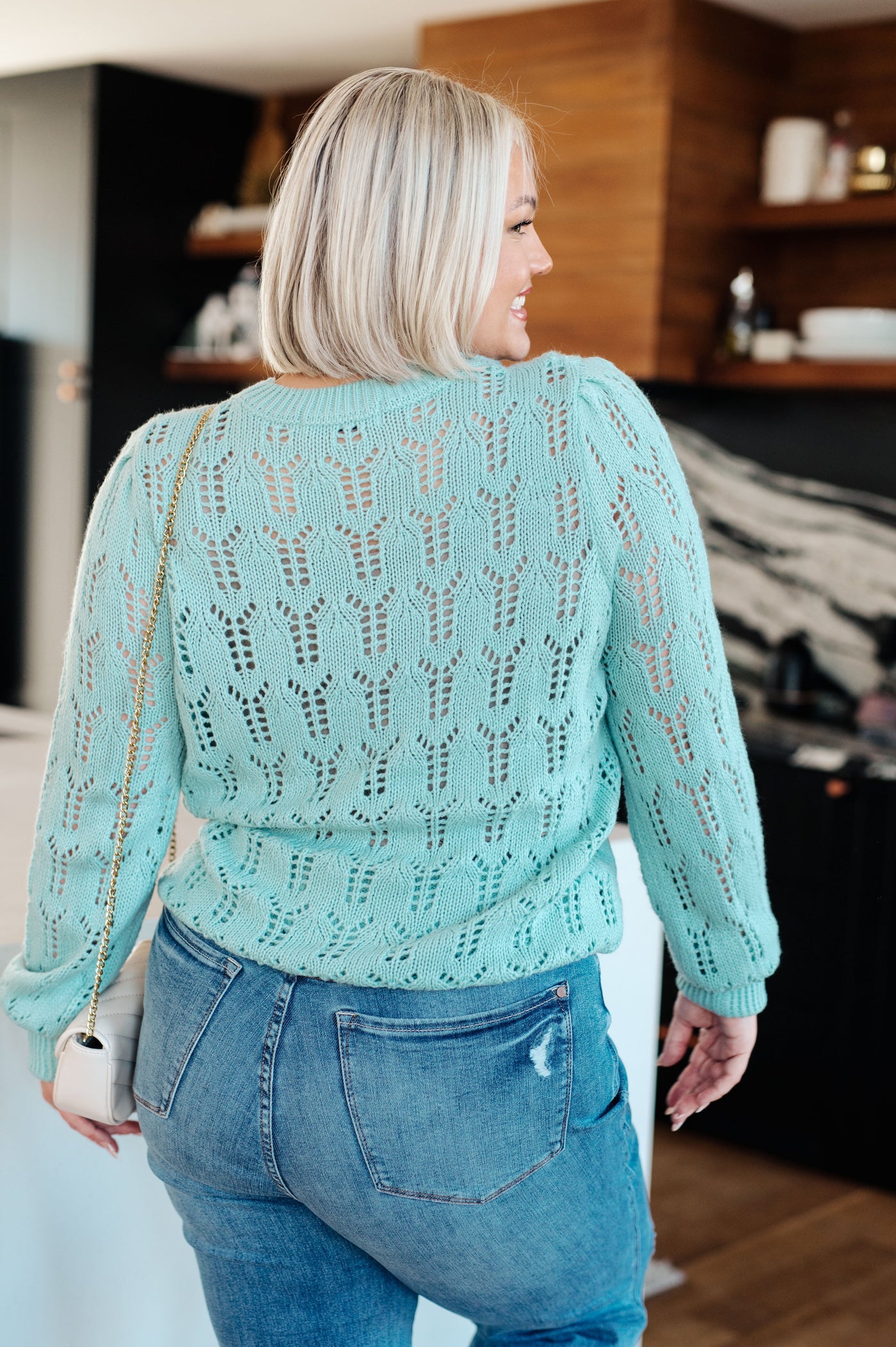 Hole In One Sheer Pointelle Knit Sweater Womens Southern Soul Collectives