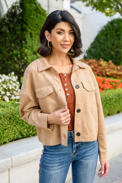 Hometown Visit Baby Suede Jacket in Tan Womens Southern Soul Collectives 