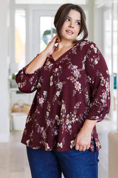 Hometown Classic Top in Wine Floral Womens Southern Soul Collectives