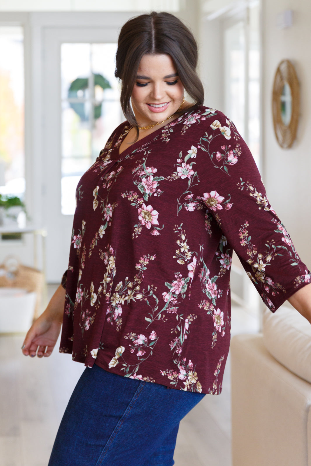 Hometown Classic Top in Wine Floral Womens Southern Soul Collectives