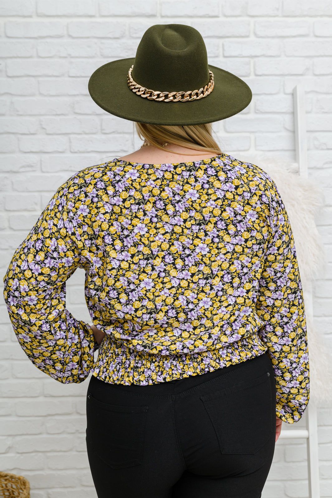 Honey Honey Floral Smocked Blouse in Black Womens Southern Soul Collectives 