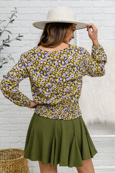 Honey Honey Floral Smocked Blouse in Black Womens Southern Soul Collectives 