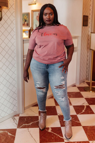 I Love Us Tee in Heather Mauve Womens Southern Soul Collectives 