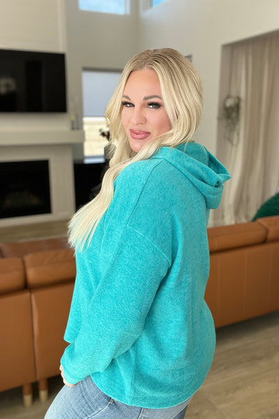 Hooded Melange Brushed Hacci Sweater in Light Teal - Southern Soul Collectives