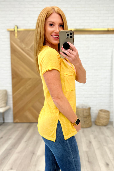 Melange Burnout V-Neck T-Shirt in Yellow Gold Womens Southern Soul Collectives 