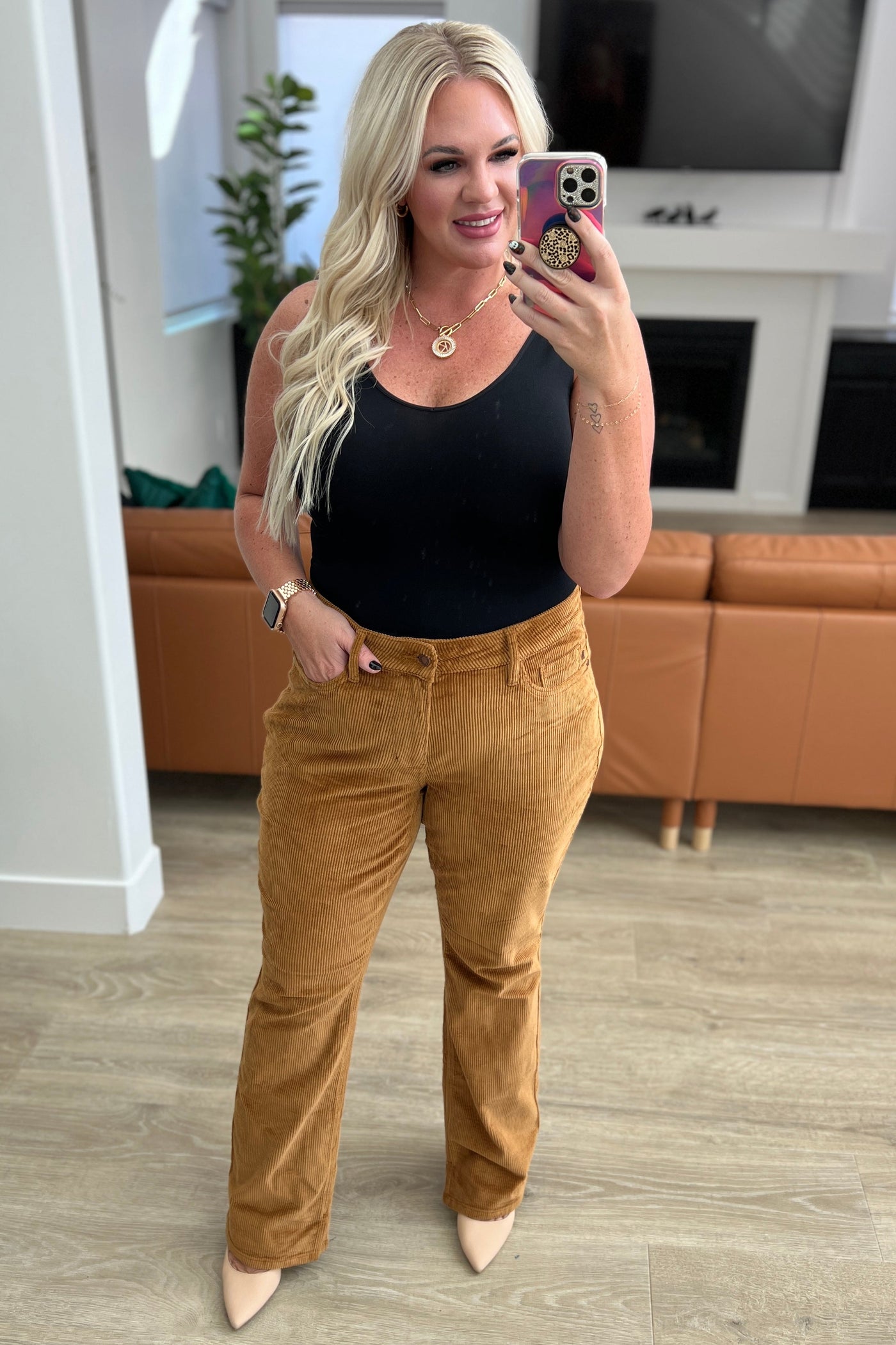 Judy Blue Cordelia Bootcut Corduroy Pants in Camel - Southern Soul Collectives