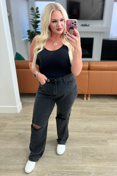 Judy Blue Susannah High Rise Rigid Magic 90's Distressed Straight Jeans in Black - Southern Soul Collectives