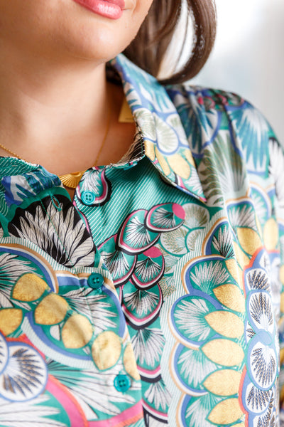 In the Willows Button Up Blouse in Teal Paisley Womens Southern Soul Collectives