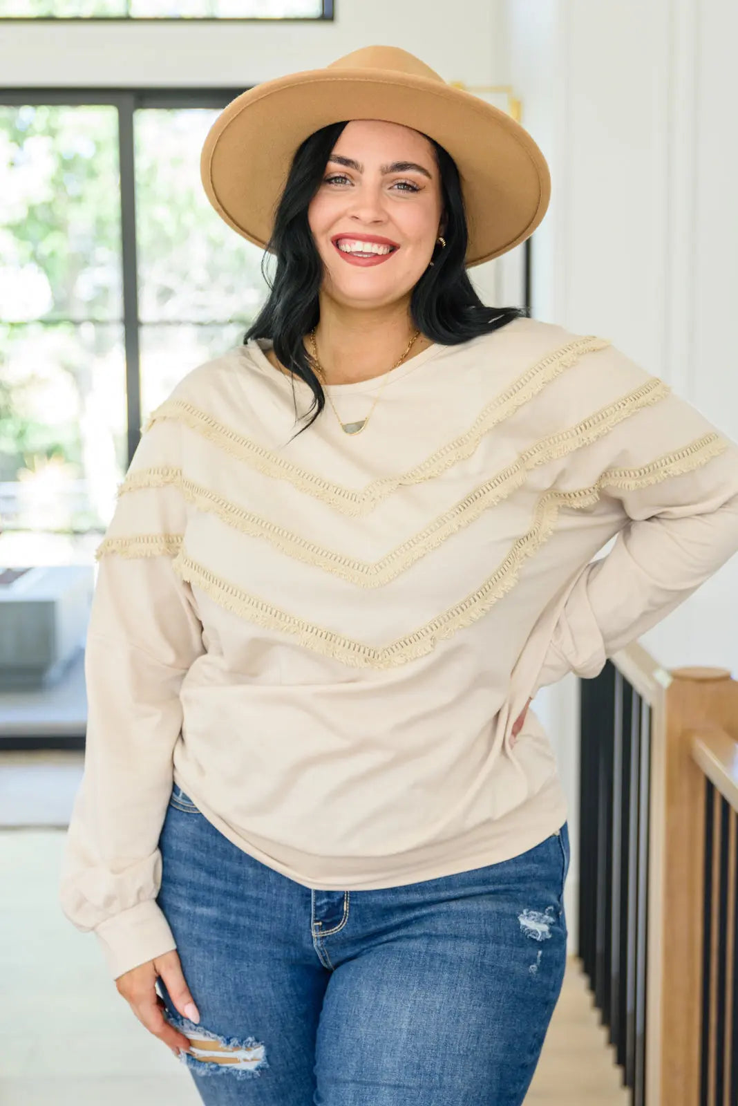 Into The Fringe Top in Beige Womens Southern Soul Collectives 