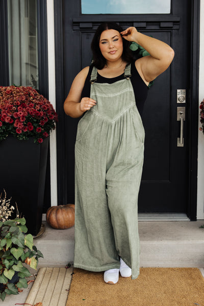 It's A Vibe Mineral Wash Wide Leg Overalls Womens Southern Soul Collectives 
