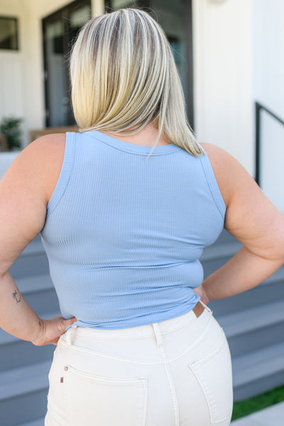 Just One More Ribbed Tank in Light Blue Womens Southern Soul Collectives 