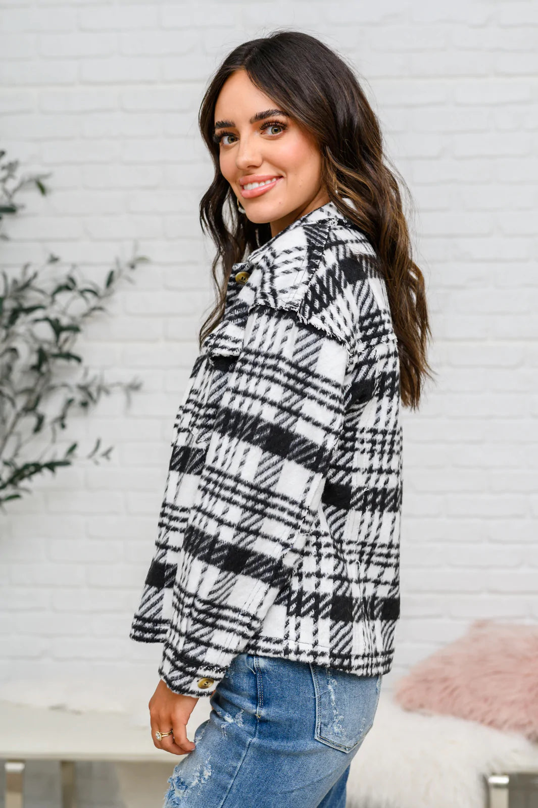Kate Plaid Jacket in Black & White Womens Southern Soul Collectives 