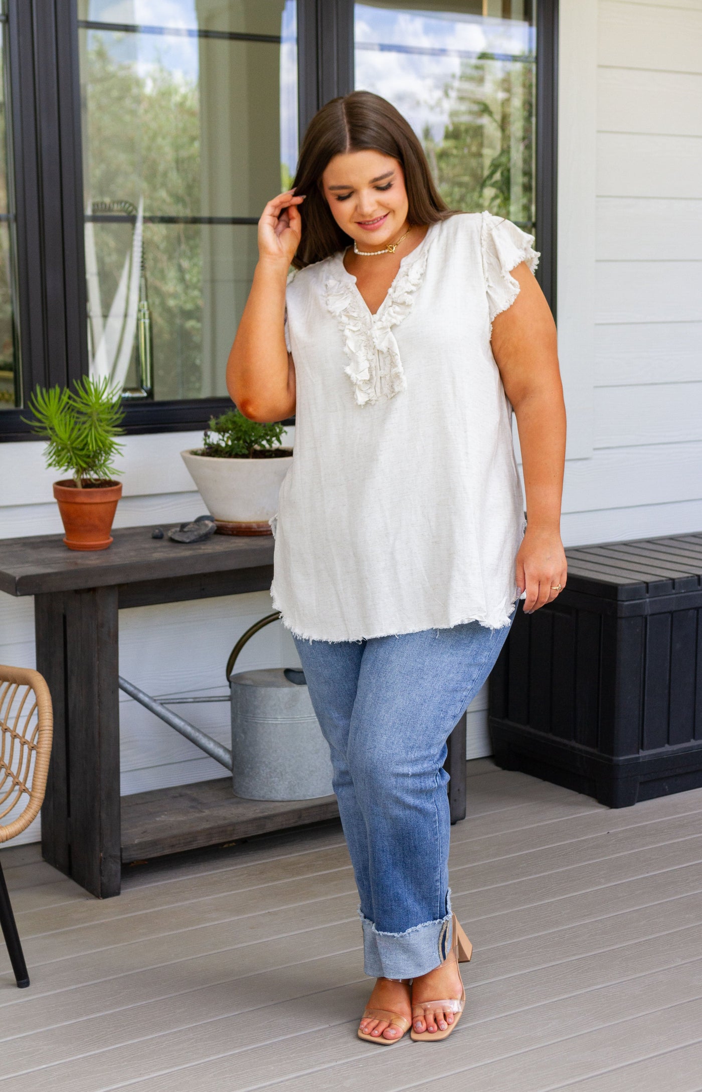 Keep Me Posted Ruffle Detail Blouse Womens Southern Soul Collectives 