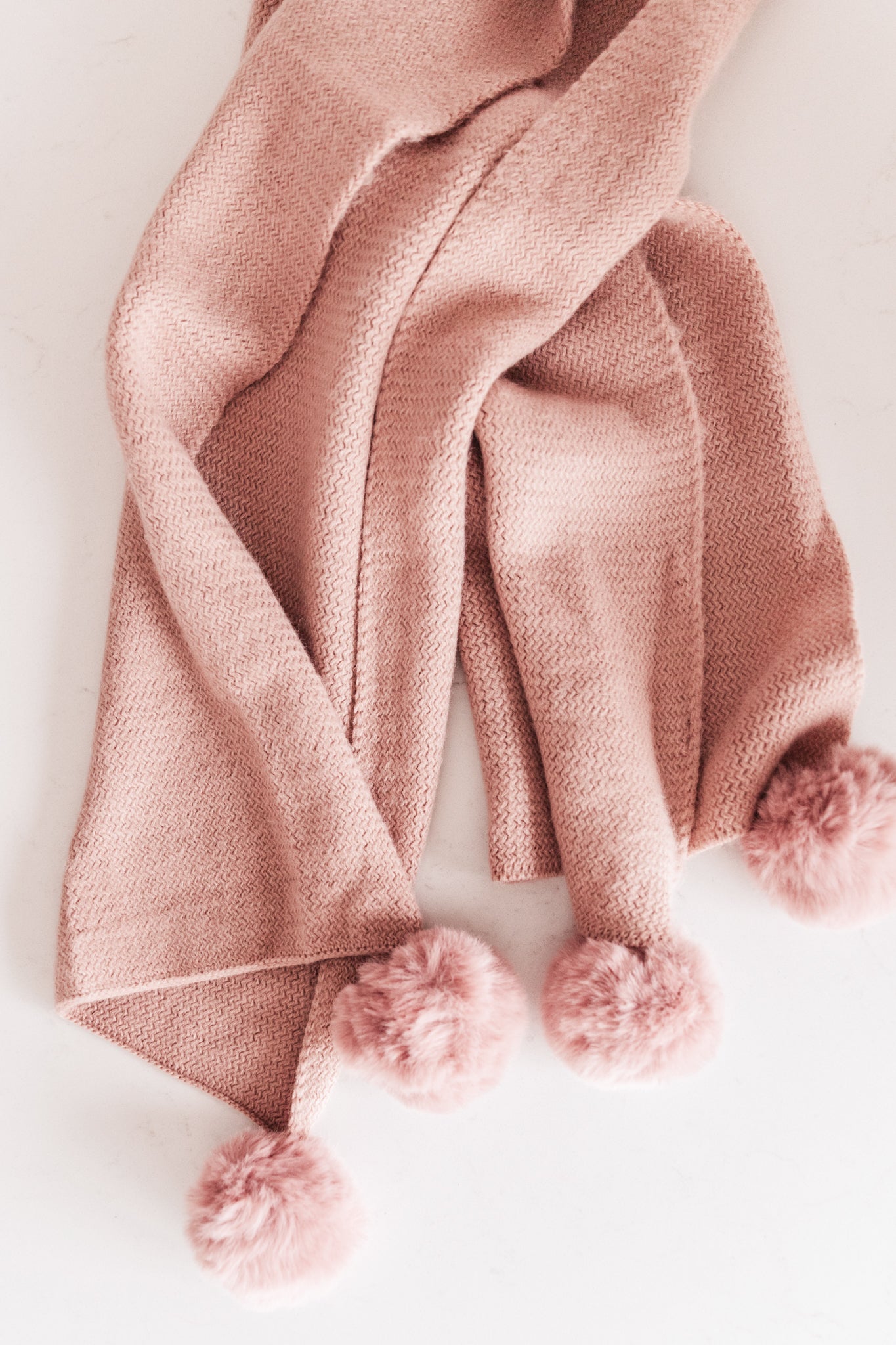 Knitted Fuzzy Pom Pom Scarf In Blush Womens Southern Soul Collectives 