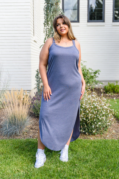 Knowing You Ribbed Blue Tank Maxi Dress Womens Southern Soul Collectives 