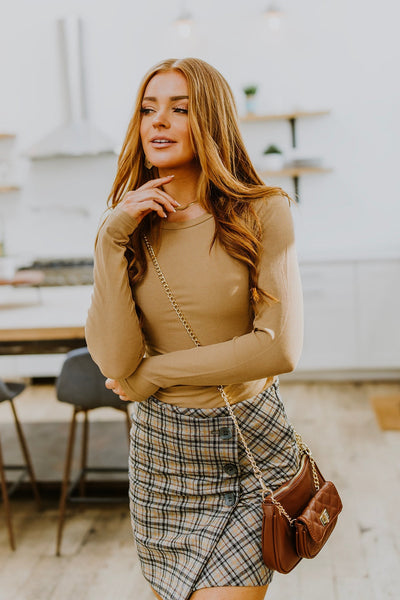 Hold Me Tight Ribbed Long Sleeve Top In Tan Womens Southern Soul Collectives 