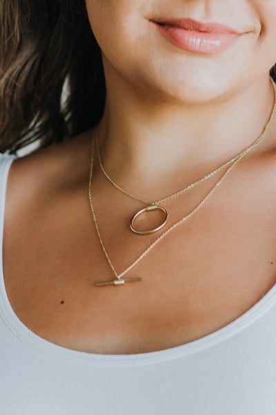 Layered Necklace with Circle and Bar Womens Southern Soul Collectives 