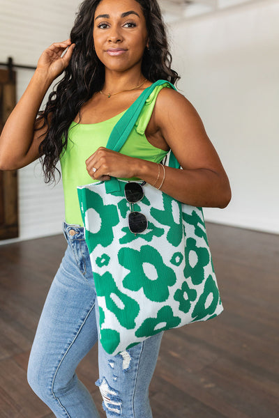 Lazy Daisy Knit Bag in Green Womens Southern Soul Collectives 