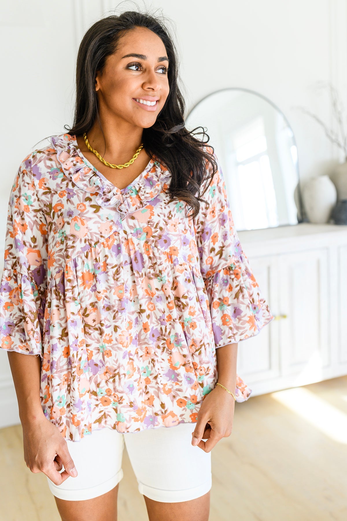 Let's Go Boho Floral Babydoll Top Womens Southern Soul Collectives 