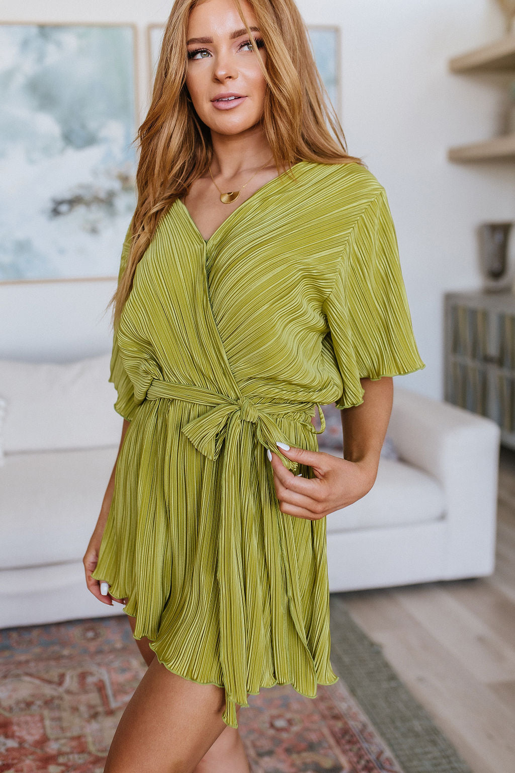 Lovely Life Plisse Romper in Green Womens Southern Soul Collectives 