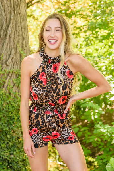 Little Bit Of Everything Floral Animal Print Romper Womens Southern Soul Collectives 