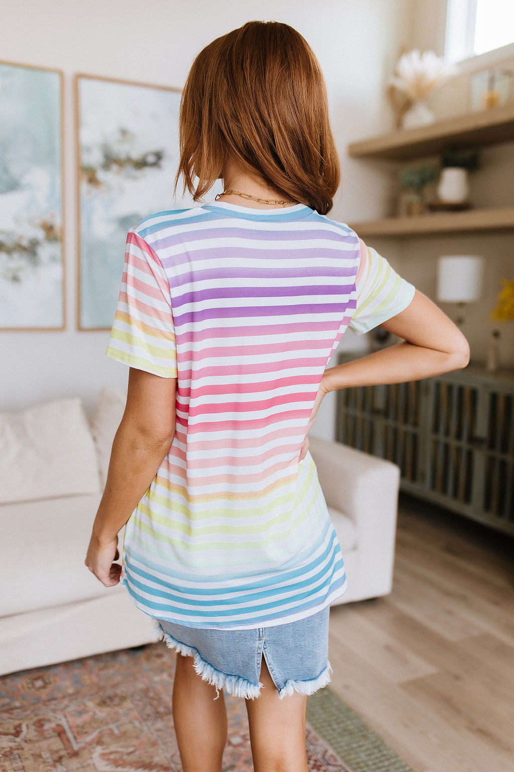 Looking for Rainbows V-Neck Striped Top Womens Southern Soul Collectives 