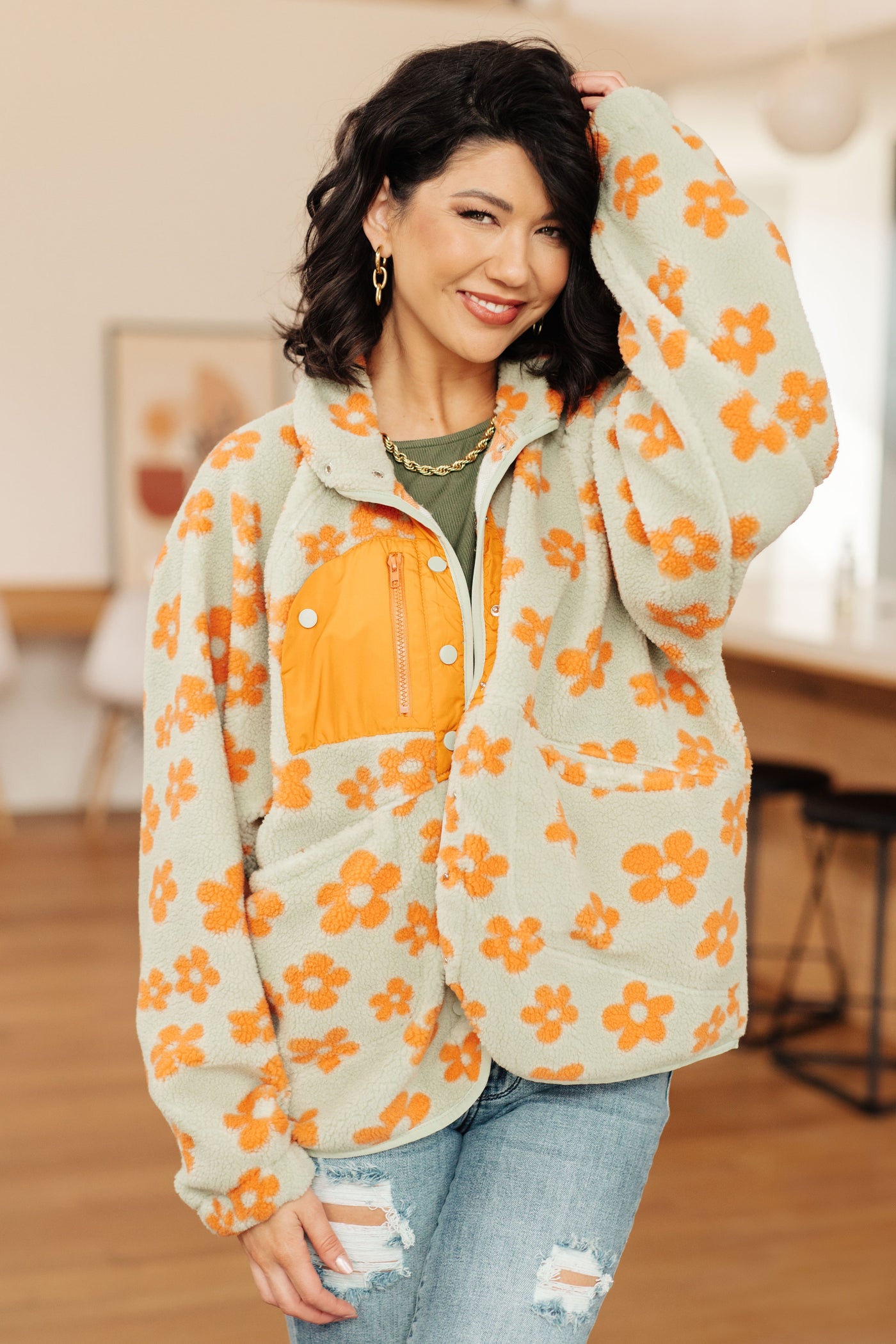 Love It Don't Leave It Floral Fleece Jacket - Southern Soul Collectives