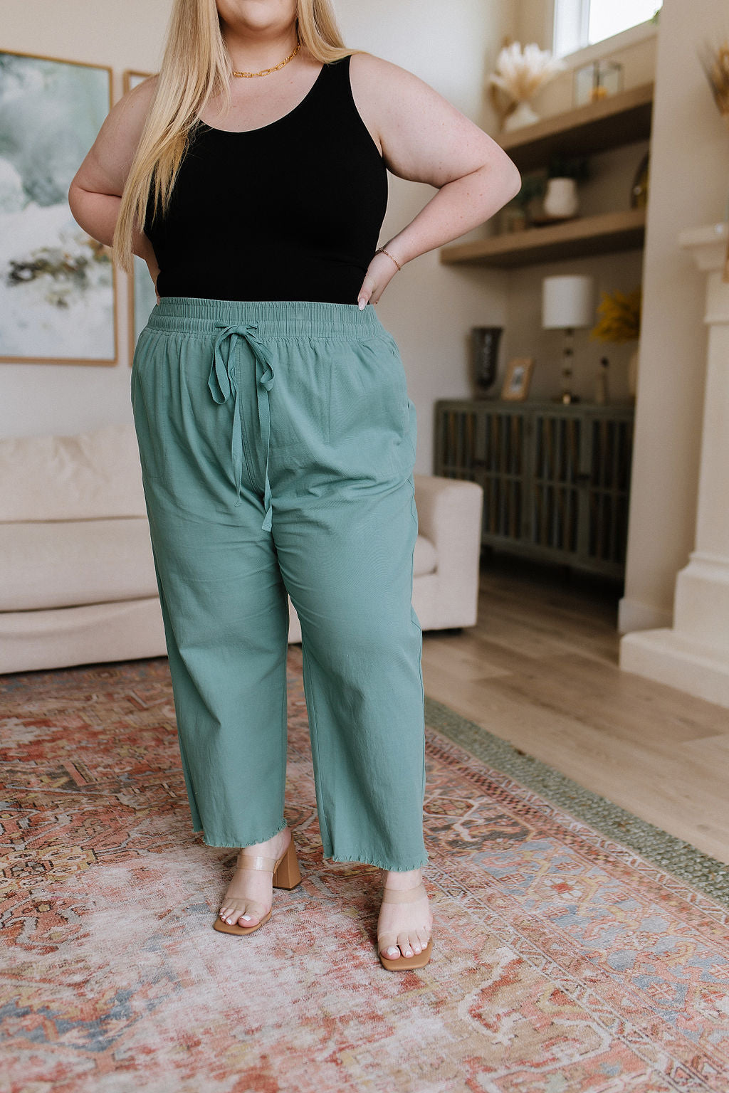 Love Me Dearly High Waisted Pants in Jade Womens Southern Soul Collectives 