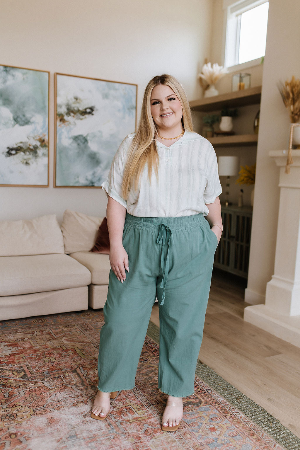 Love Me Dearly High Waisted Pants in Jade Womens Southern Soul Collectives 