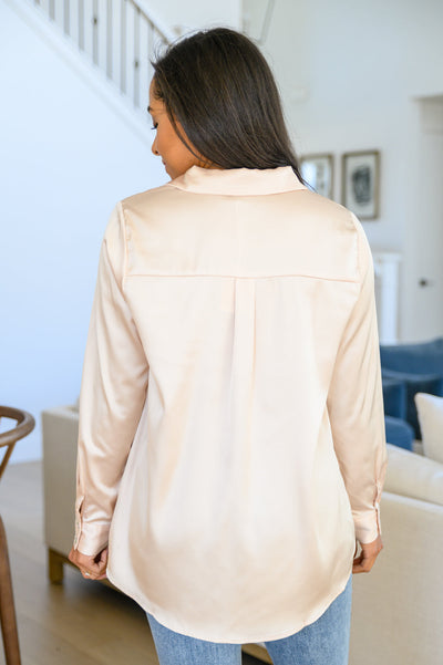 Loved For Years Satin Button Up In Beige Womens Southern Soul Collectives 
