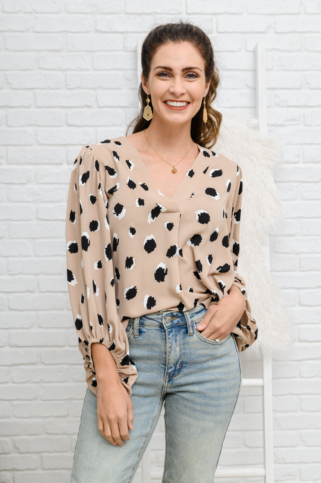 Lovely Days Long Sleeve Blouse in Beige Womens Southern Soul Collectives 