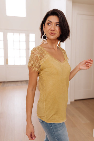 Lovely Lace Tee In Yellow Womens Southern Soul Collectives 