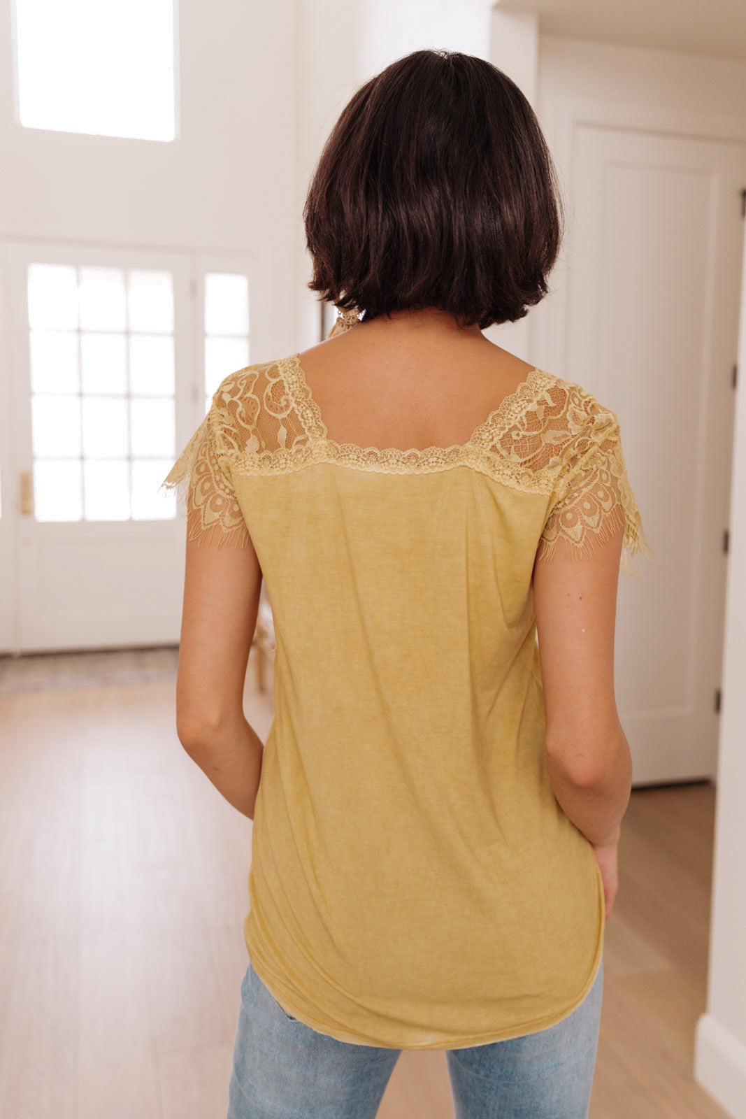 Lovely Lace Tee In Yellow Womens Southern Soul Collectives 