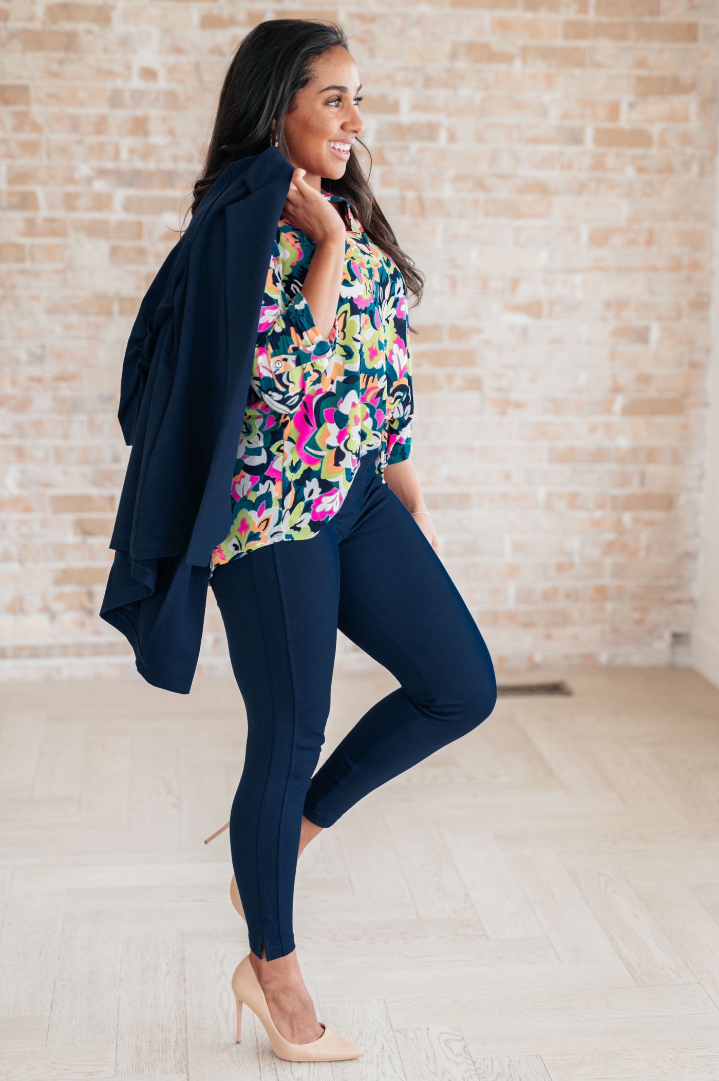 Magic 3/4 Blazer in Navy Womens Southern Soul Collectives