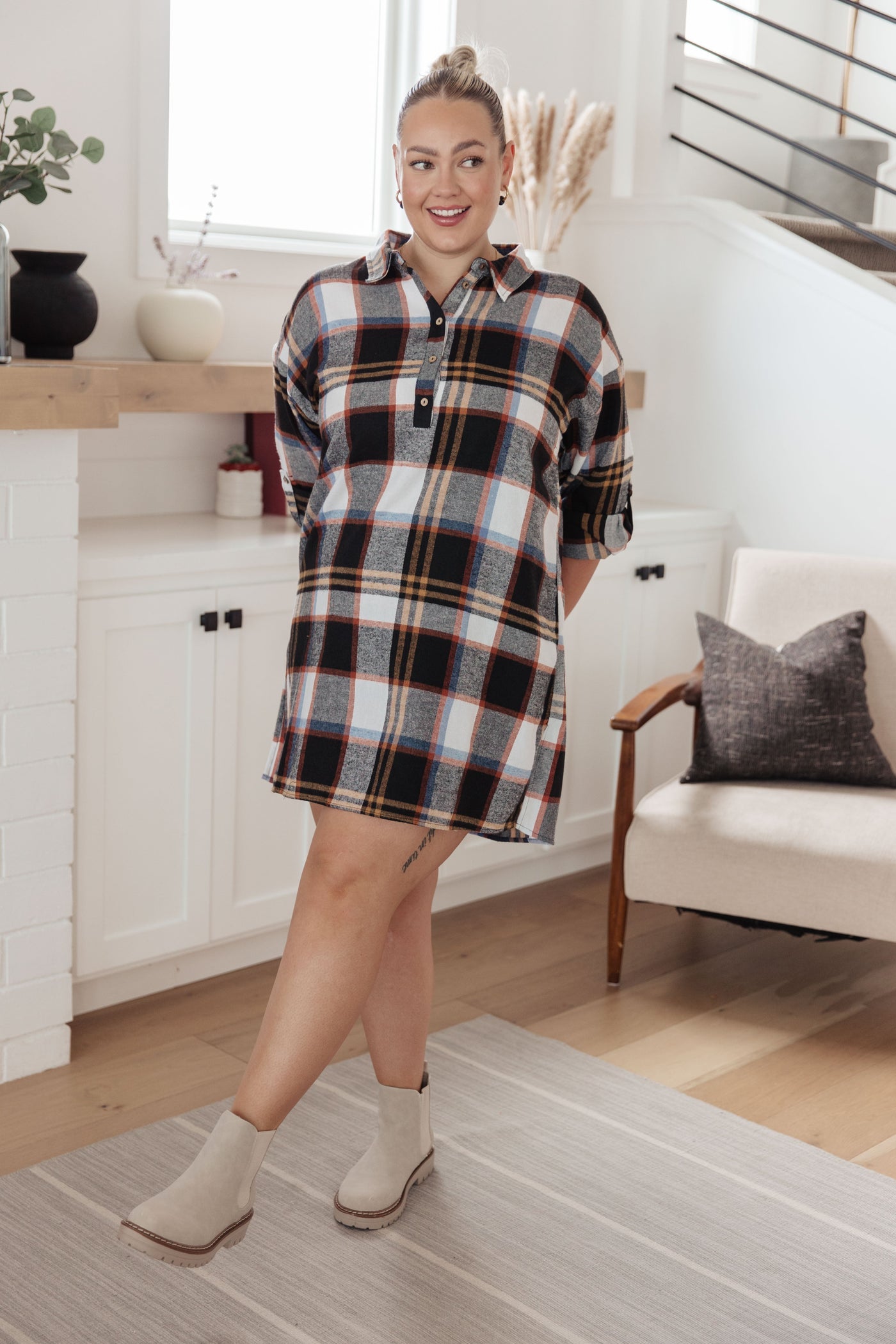 Make it Right Plaid Shirt Dress Womens Southern Soul Collectives
