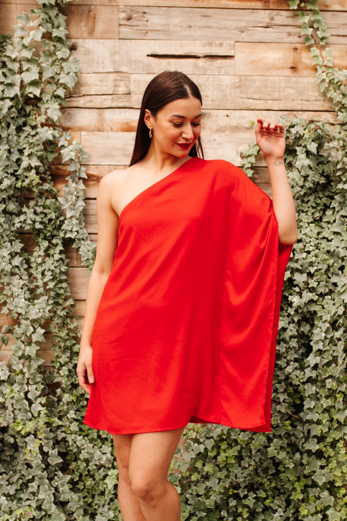 Mallory One Shoulder A-line Dress  in Red Womens Southern Soul Collectives 