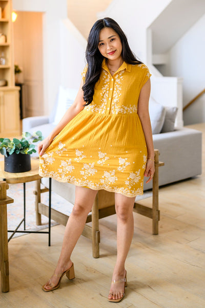 Marigold Embroidered Dress Womens Southern Soul Collectives 