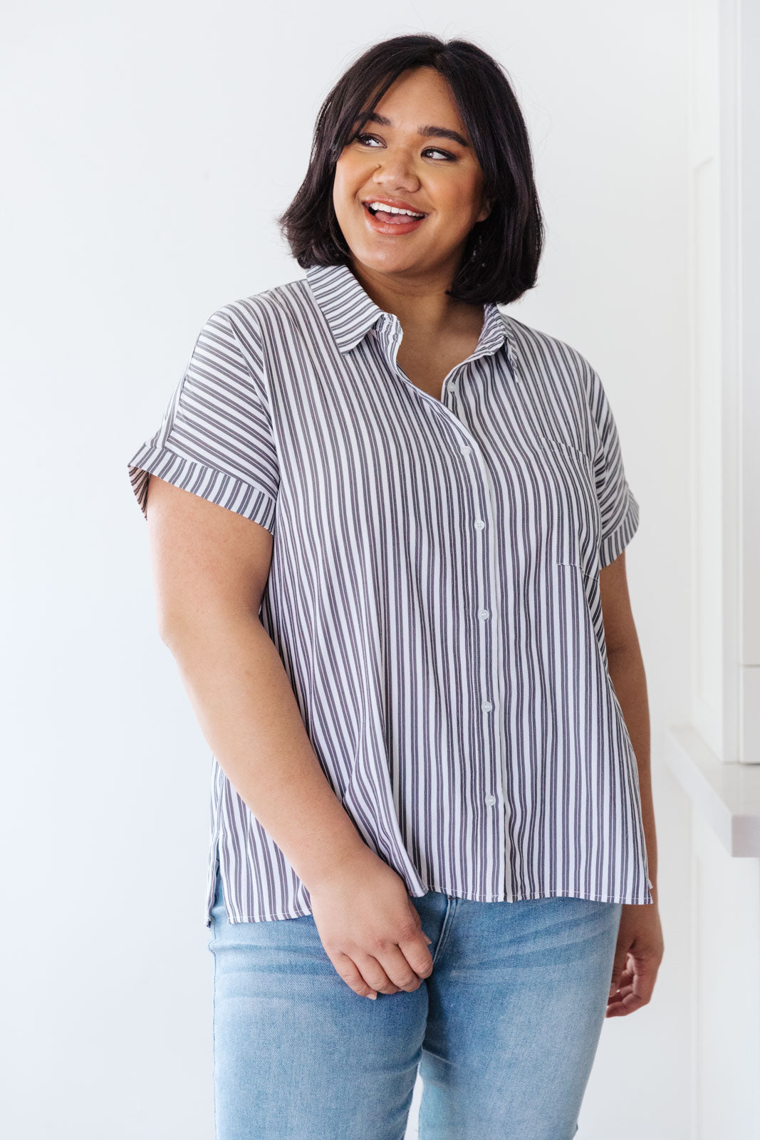 Marina Striped Top In Charcoal Womens Southern Soul Collectives 